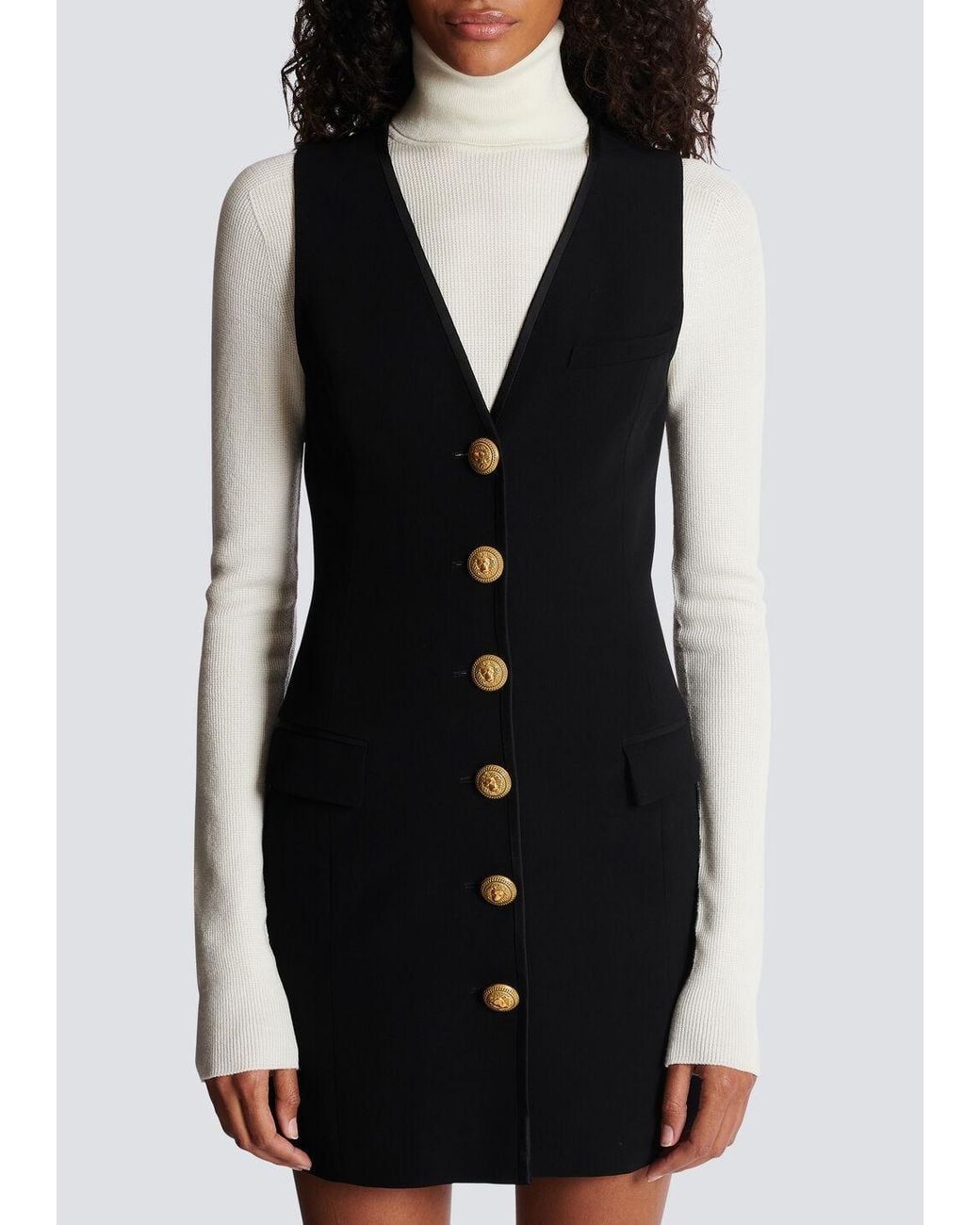Balmain Black Sleeveless Crepe Dress