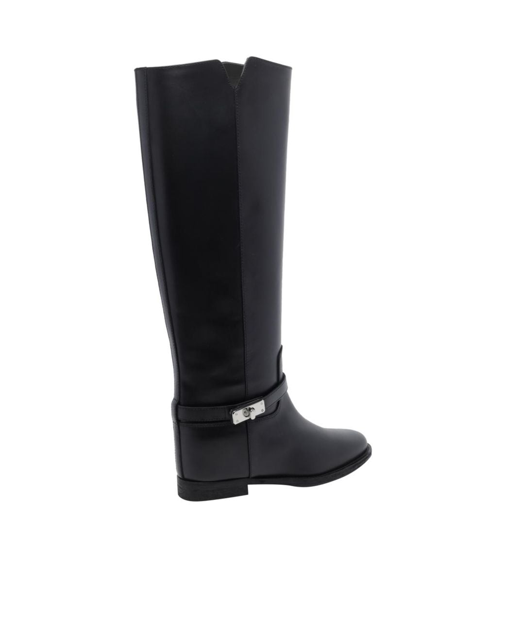 Via Roma 15 Black Padlock Knee-High Boots