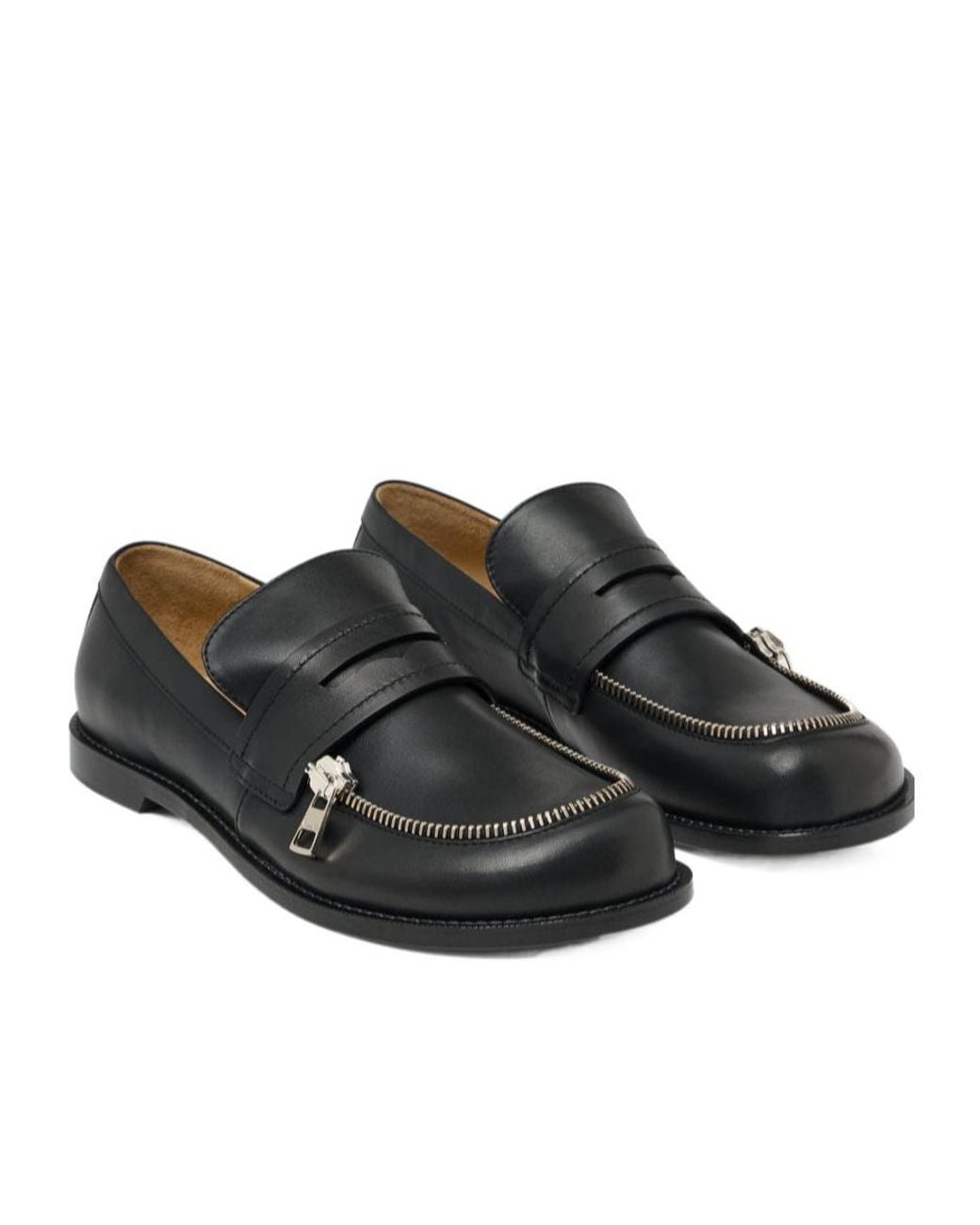J.W. Anderson Black Jw Anderson Zip-Detailed Round Toe Loafers