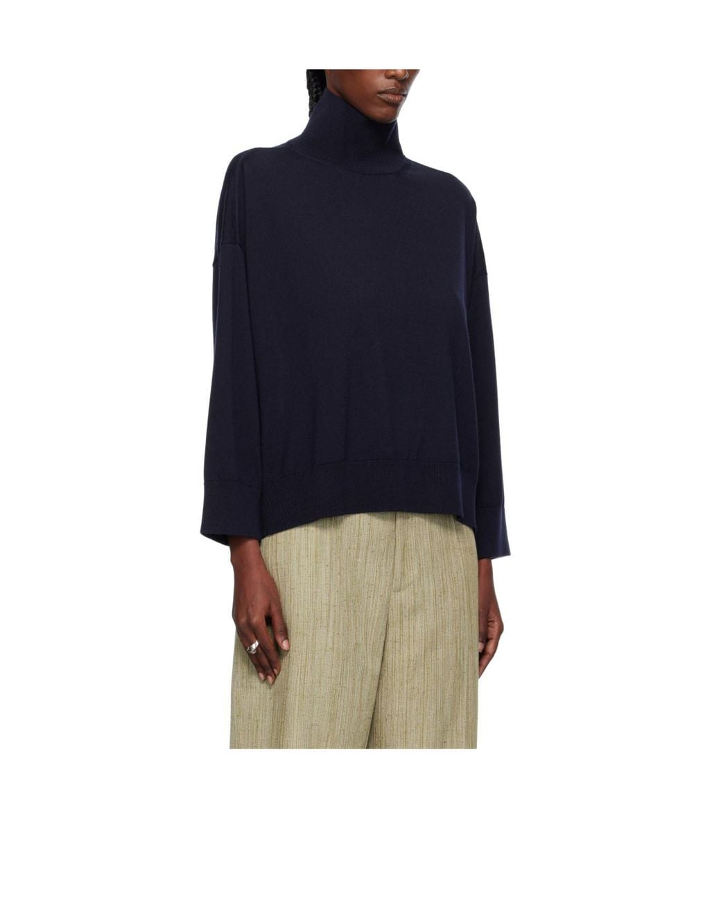 Bottega Veneta Blue High Neck Knitted Jumper