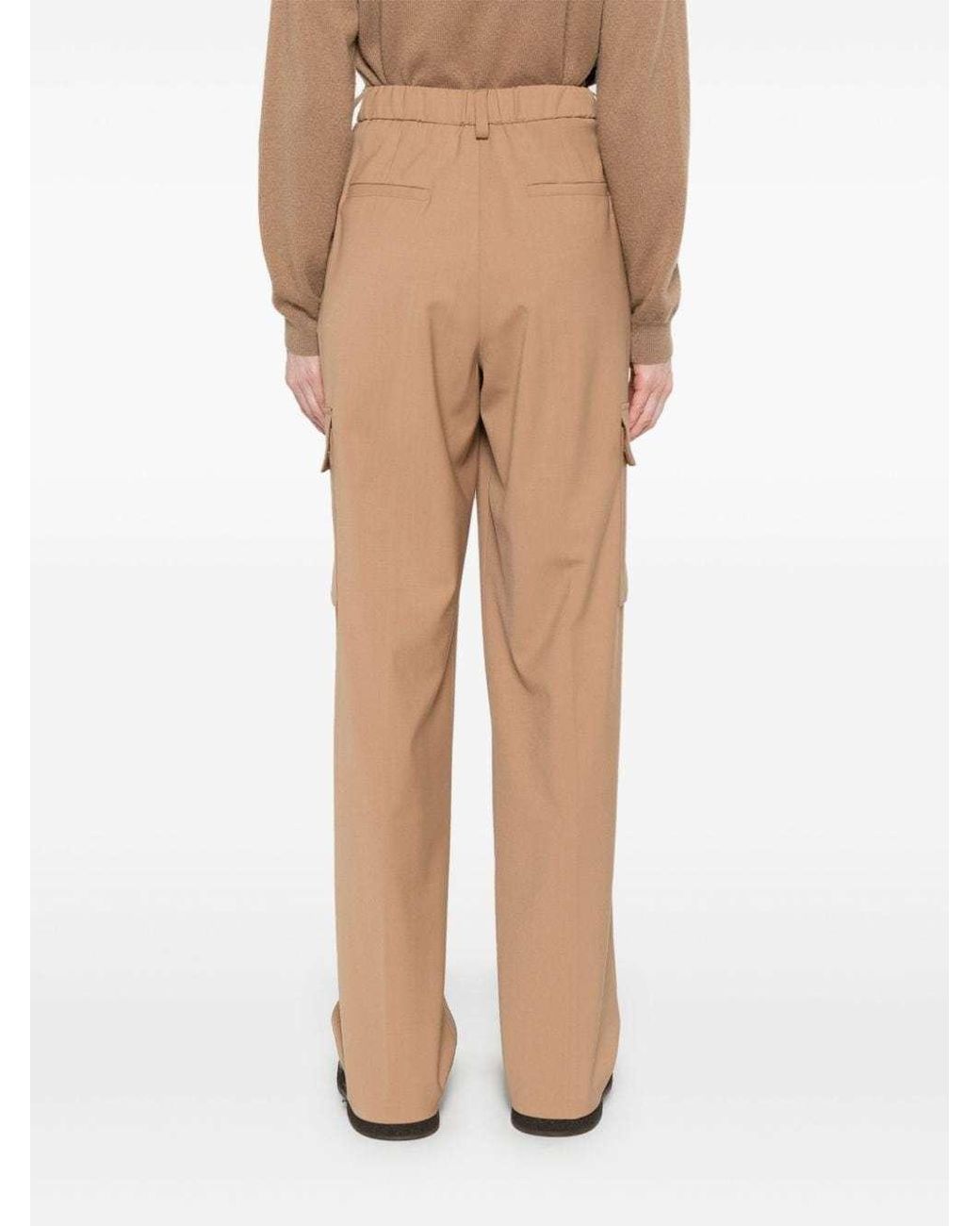 Herno Natural High-Waisted Cargo Tailored Trousers