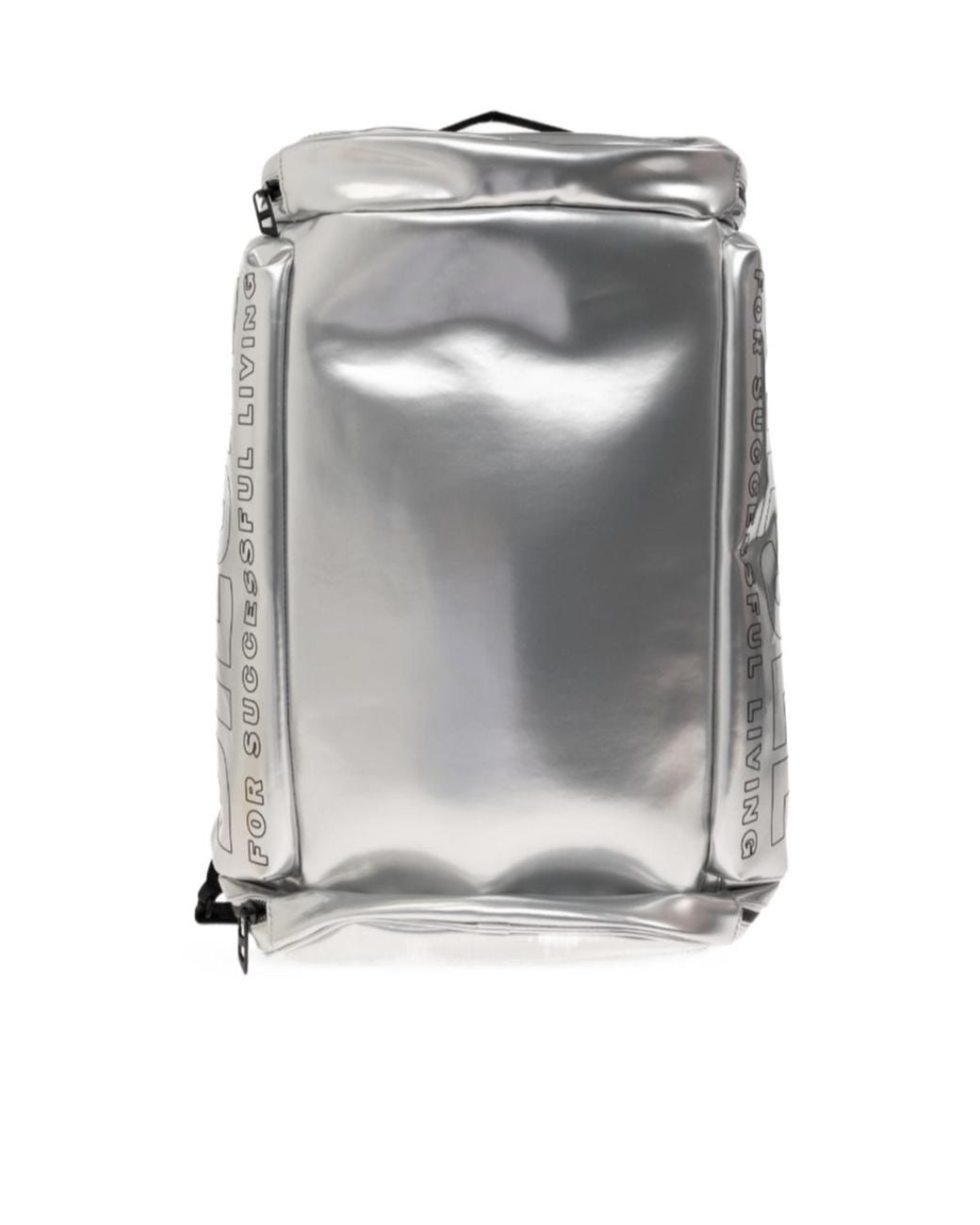 DIESEL Gray Logo Print Zip-Up Backpack for men