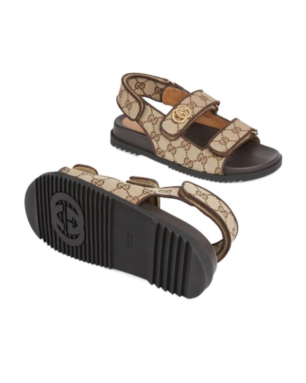 Gucci Brown Gg Canvas & Leather Sandal