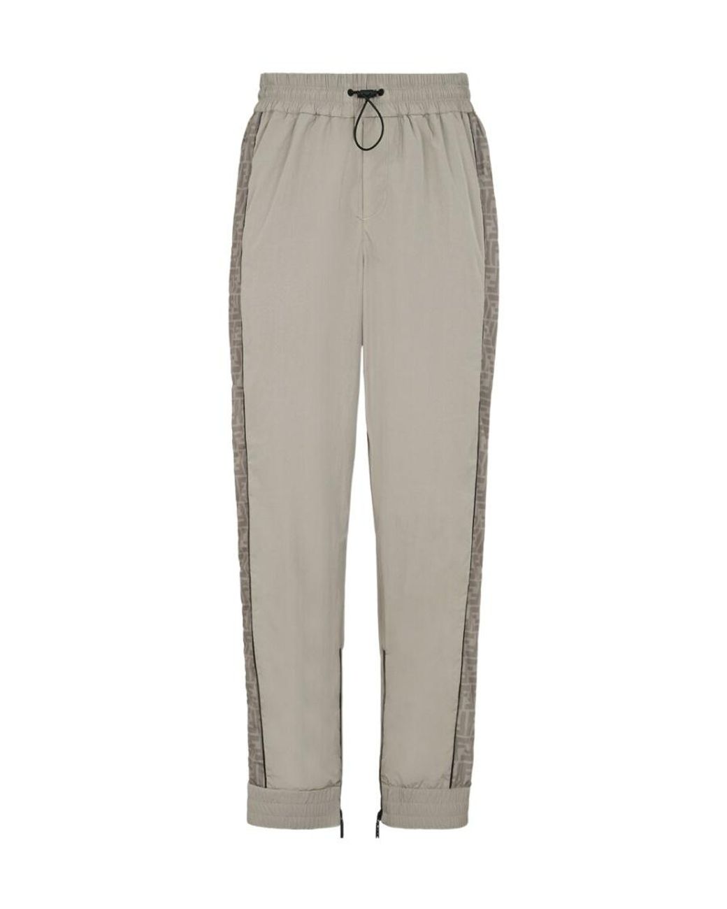 Fendi Gray Logo Printed Drawstring Track Pants for men