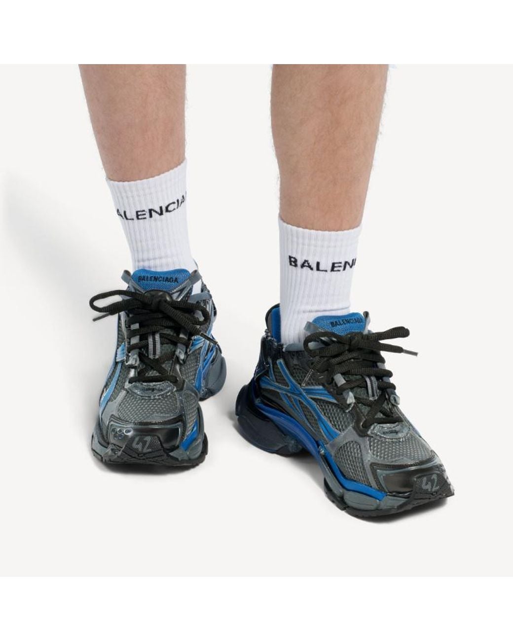 Balenciaga Blue Runner Gradient Mesh And Nylon Sneakers for men