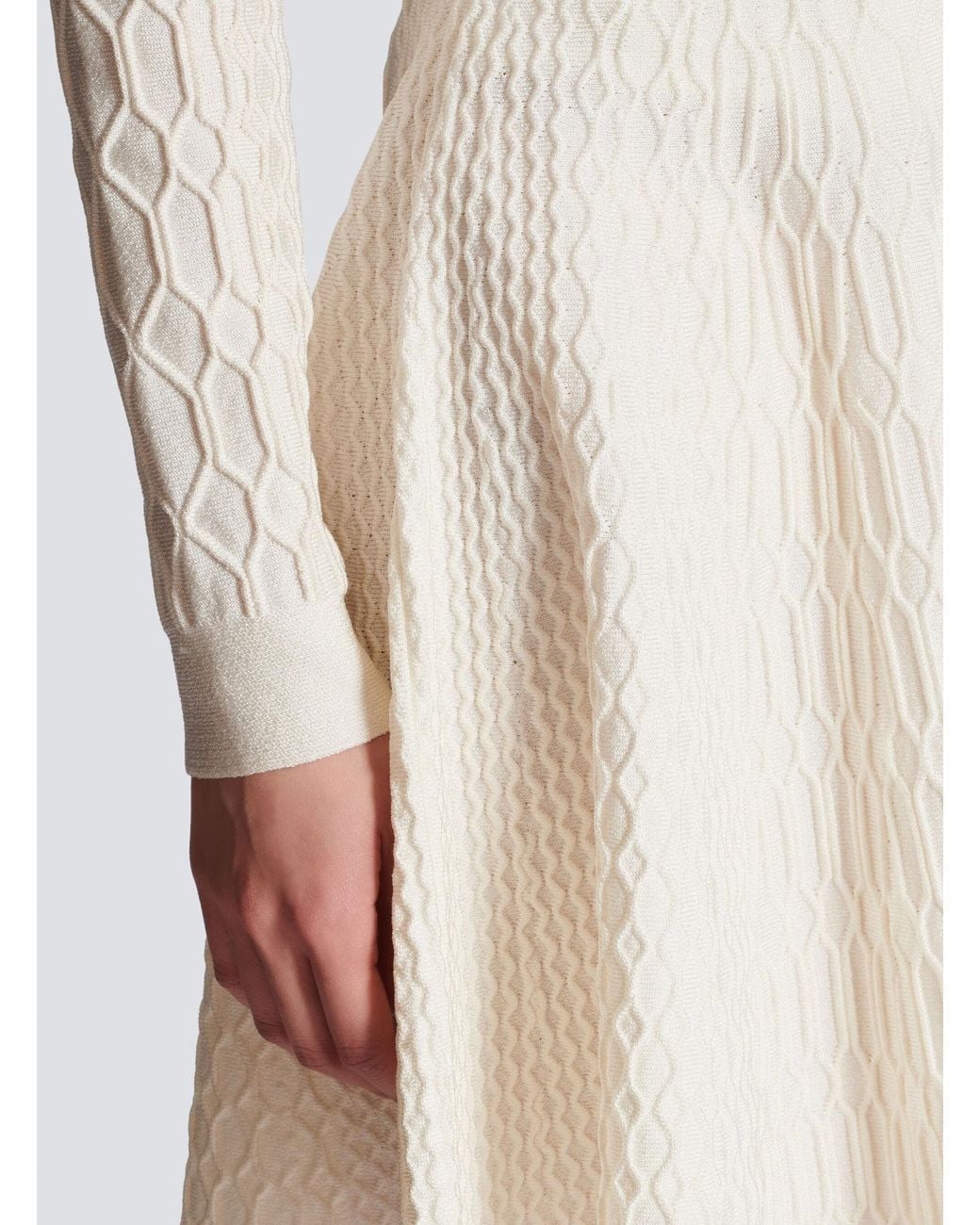 Balmain Natural Flared Knit Skirt