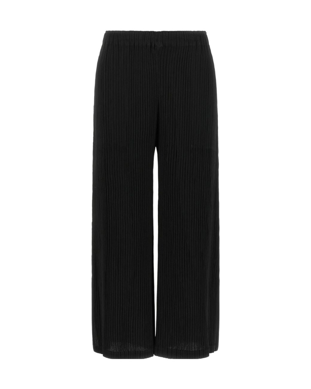 Issey Miyake Black Hatching Pleated Cropped Pants