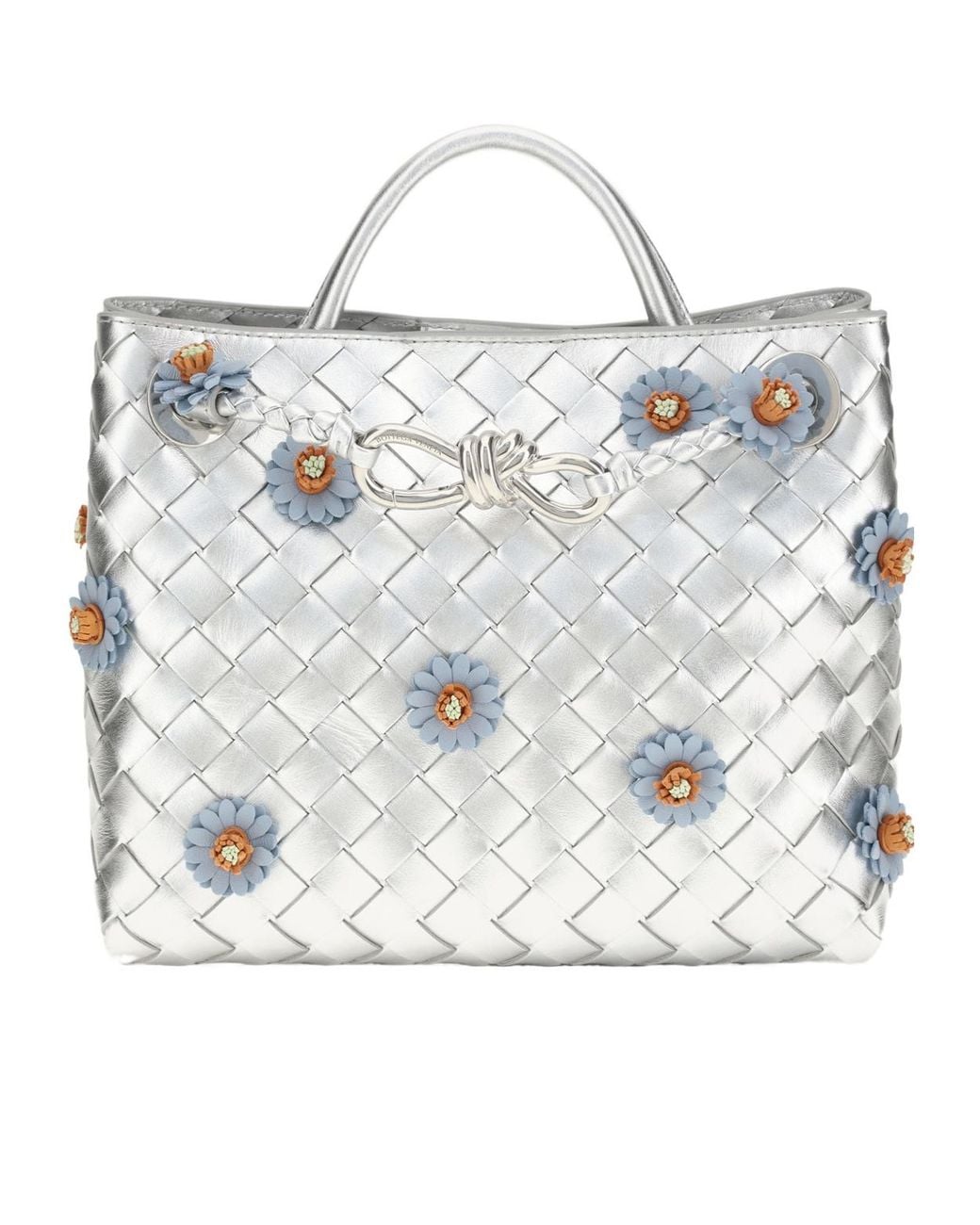 Bottega Veneta Gray Floral Detail Shoulder Bag