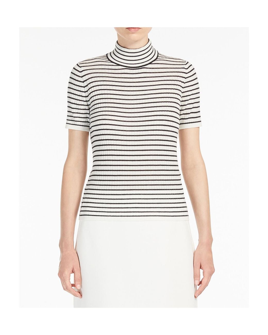 Max Mara Multicolor Studio Striped Turtleneck Knit Top