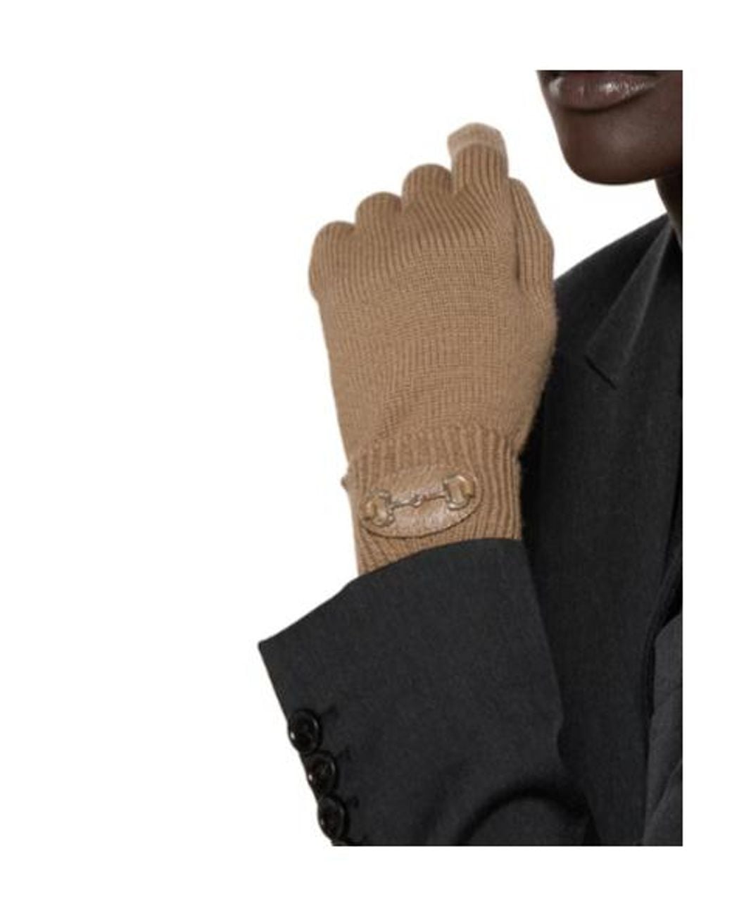 Gucci Natural Horsebit Knit Gloves