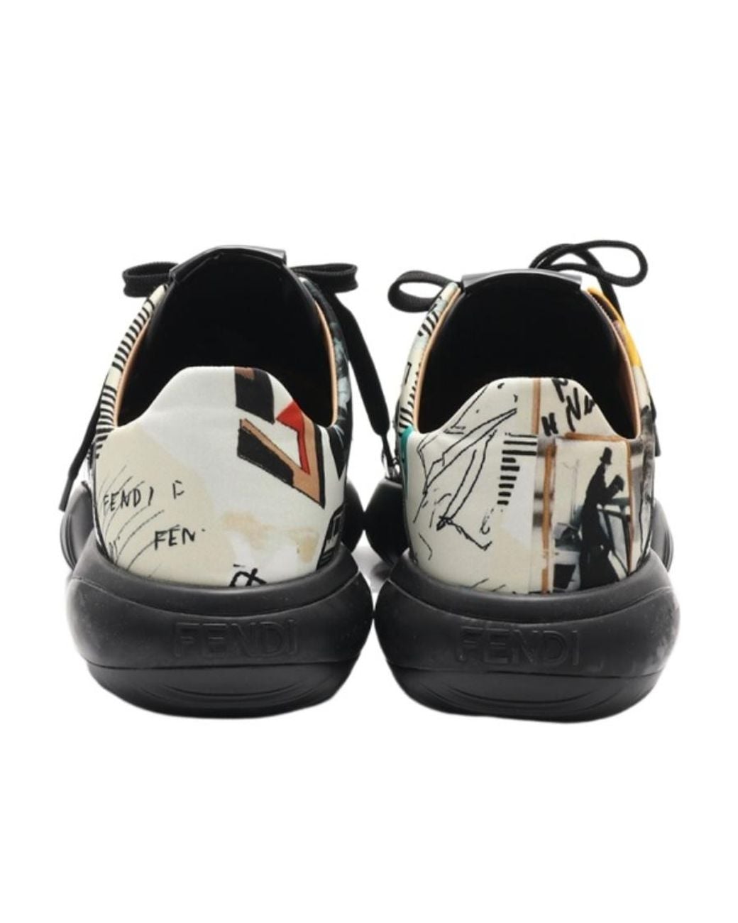 Fendi Black Color-Block Fabric Low-Top Sneakers for men