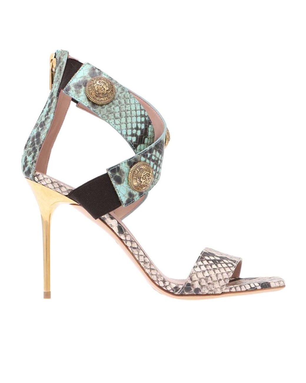 Balmain Metallic Open-Toed High-Heeled Sandals