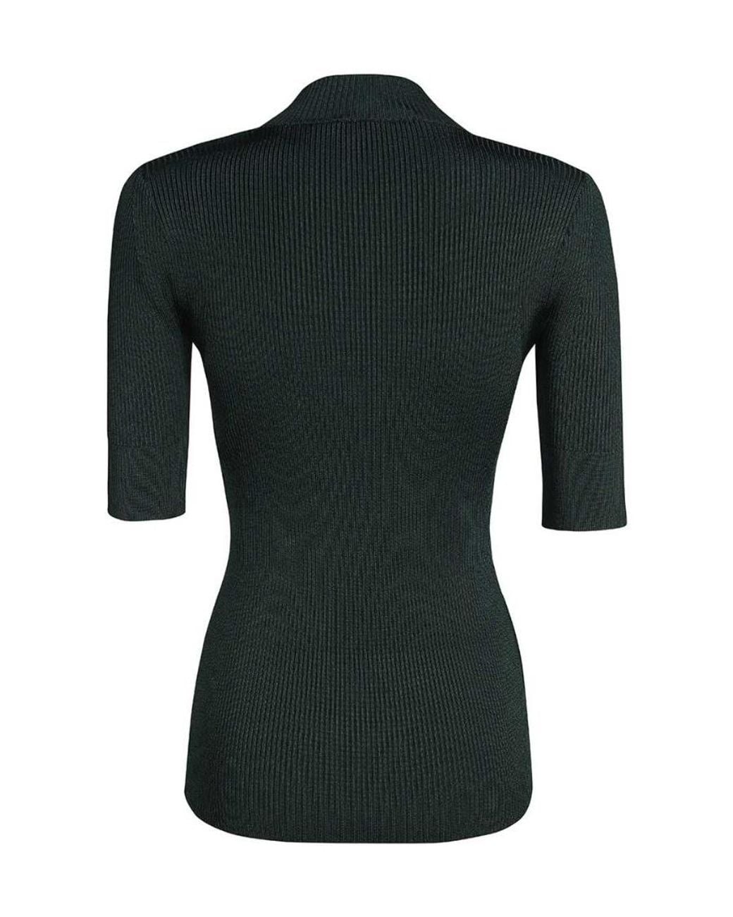Stella McCartney Green Mock Neck Short-Sleeved Top