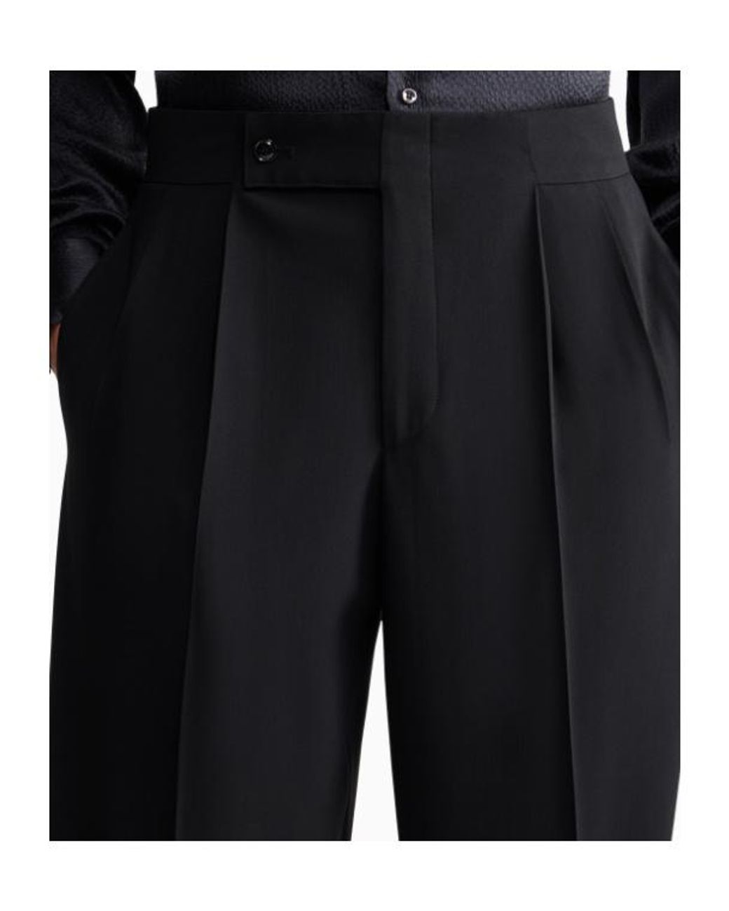 Giorgio Armani Black Pleated Wide-Leg Trousers for men