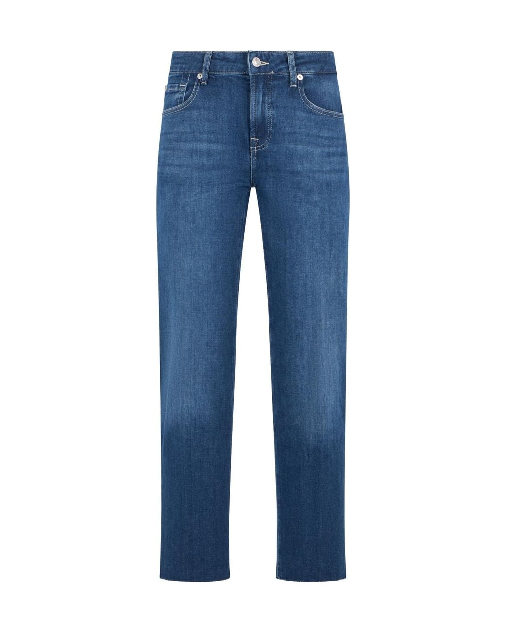7 For All Mankind Blue Straight-Leg Jeans