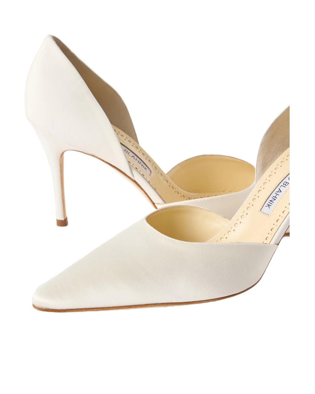 Manolo Blahnik White Satin Pumps