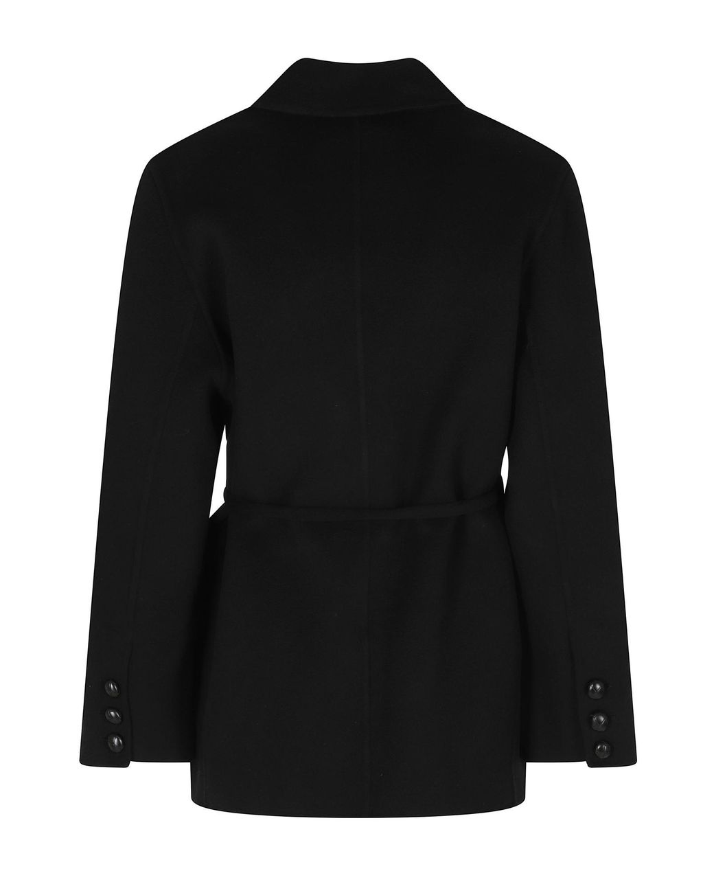 Semicouture Black Belted Wool Coat