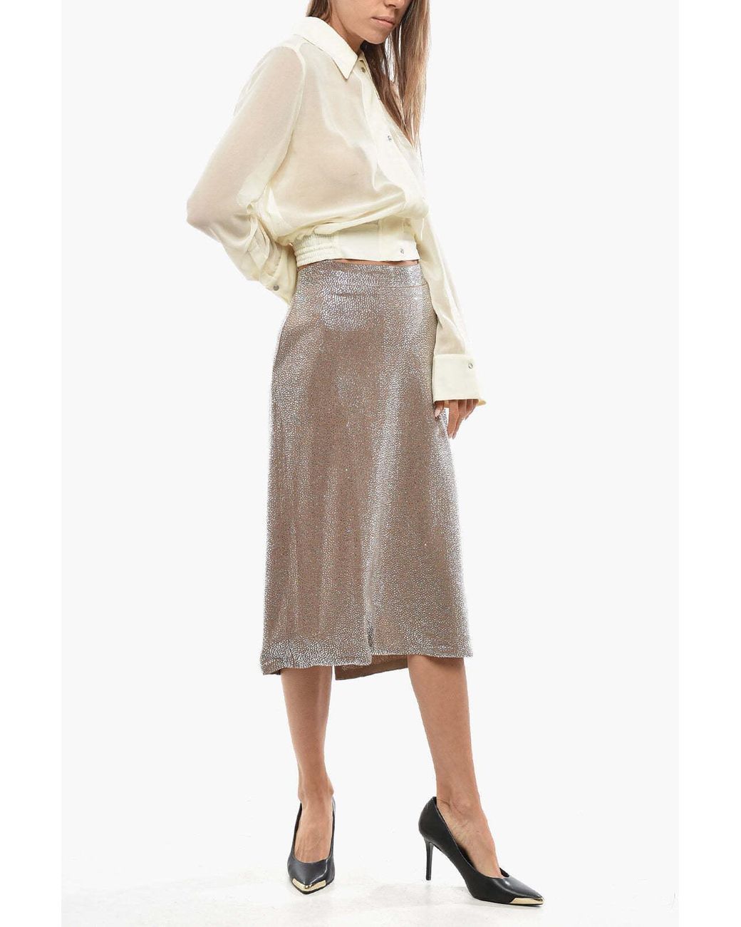 GIUSEPPE DI MORABITO Brown Crystal-Embellished Skirt