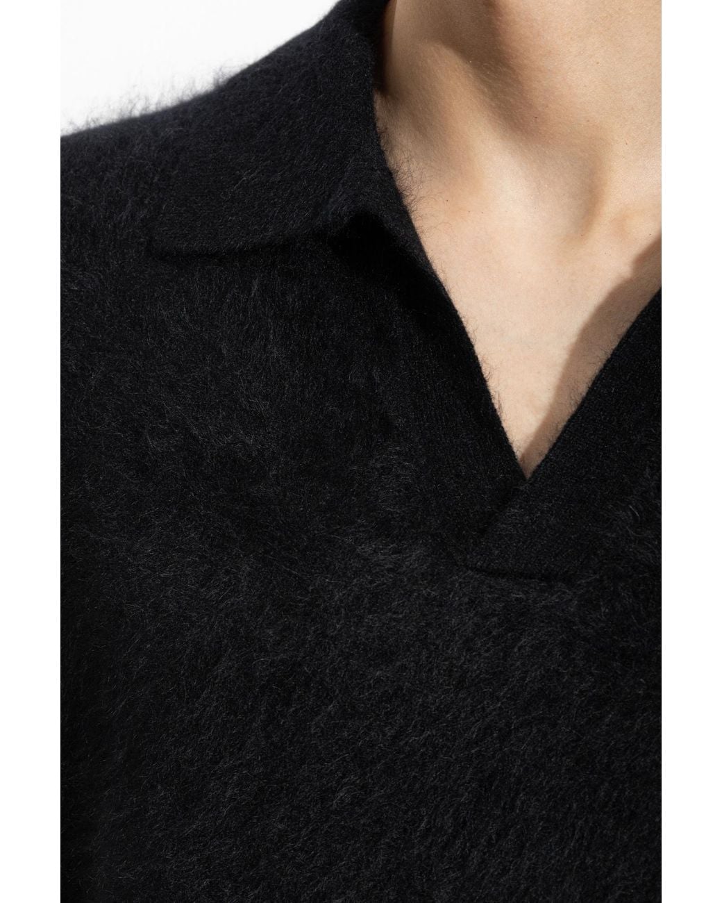 Lisa Yang Blue Omar Brushed Knit Polo Top for men