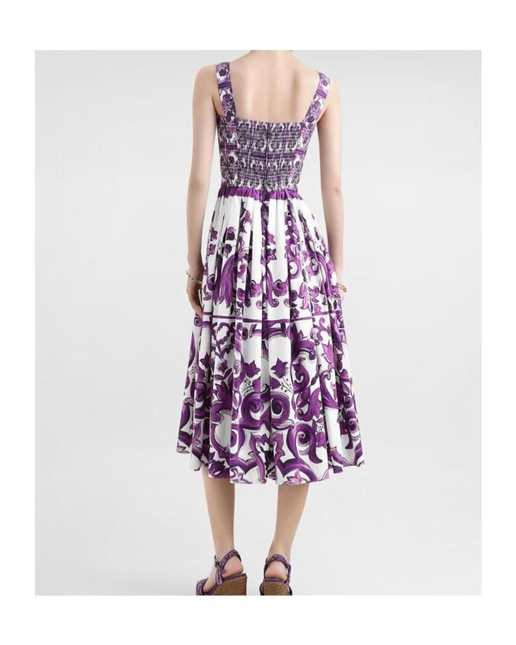Dolce & Gabbana Purple Majolica-Printed Poplin Dress