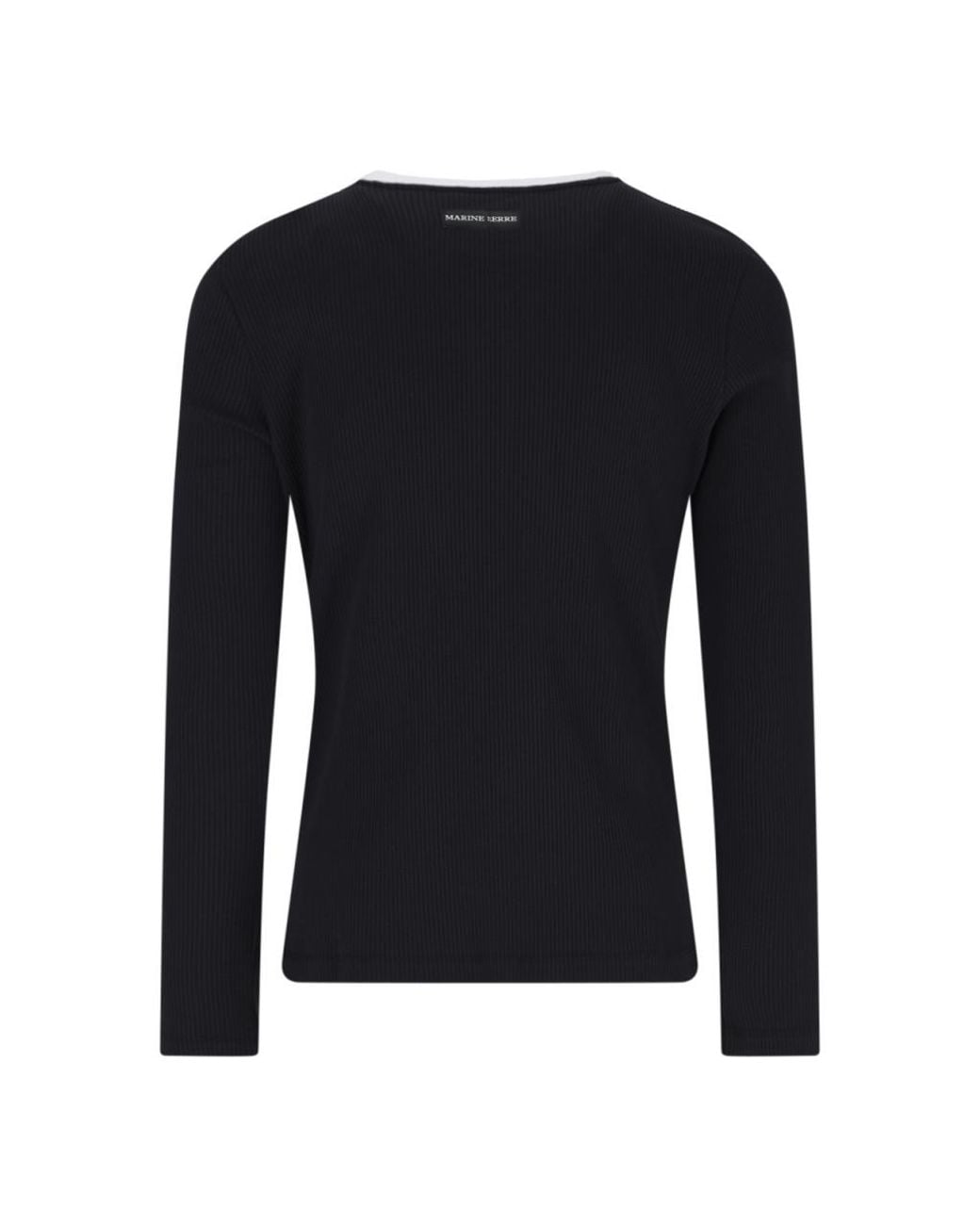 MARINE SERRE Black Ribbed Long-Sleeve T-Shirt With Contrast-Color Trim for men