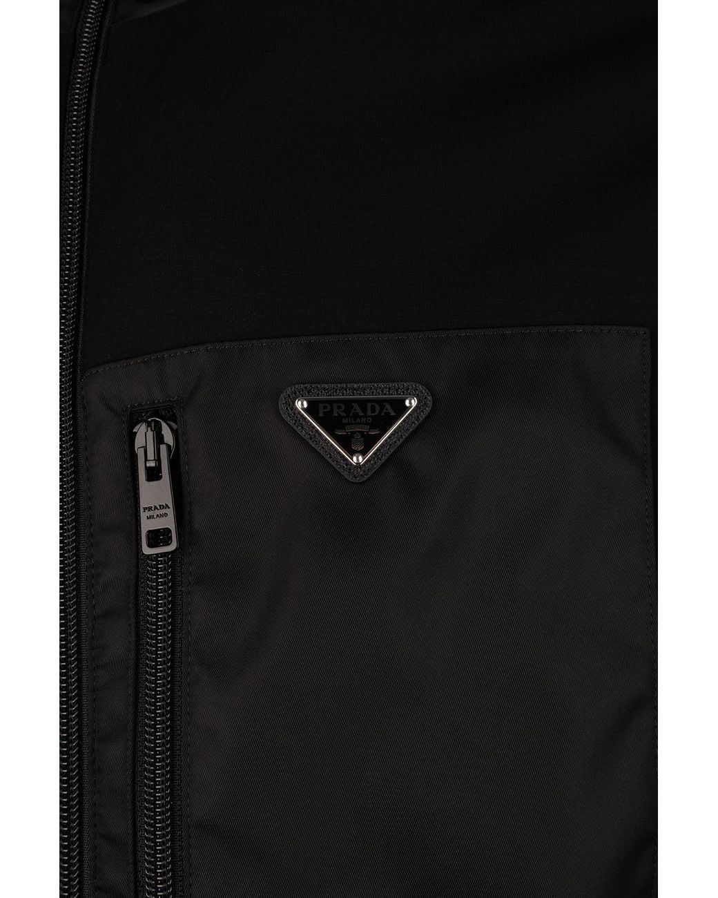 Prada Blue Logo Plaque Zip-Up Hoodie for men