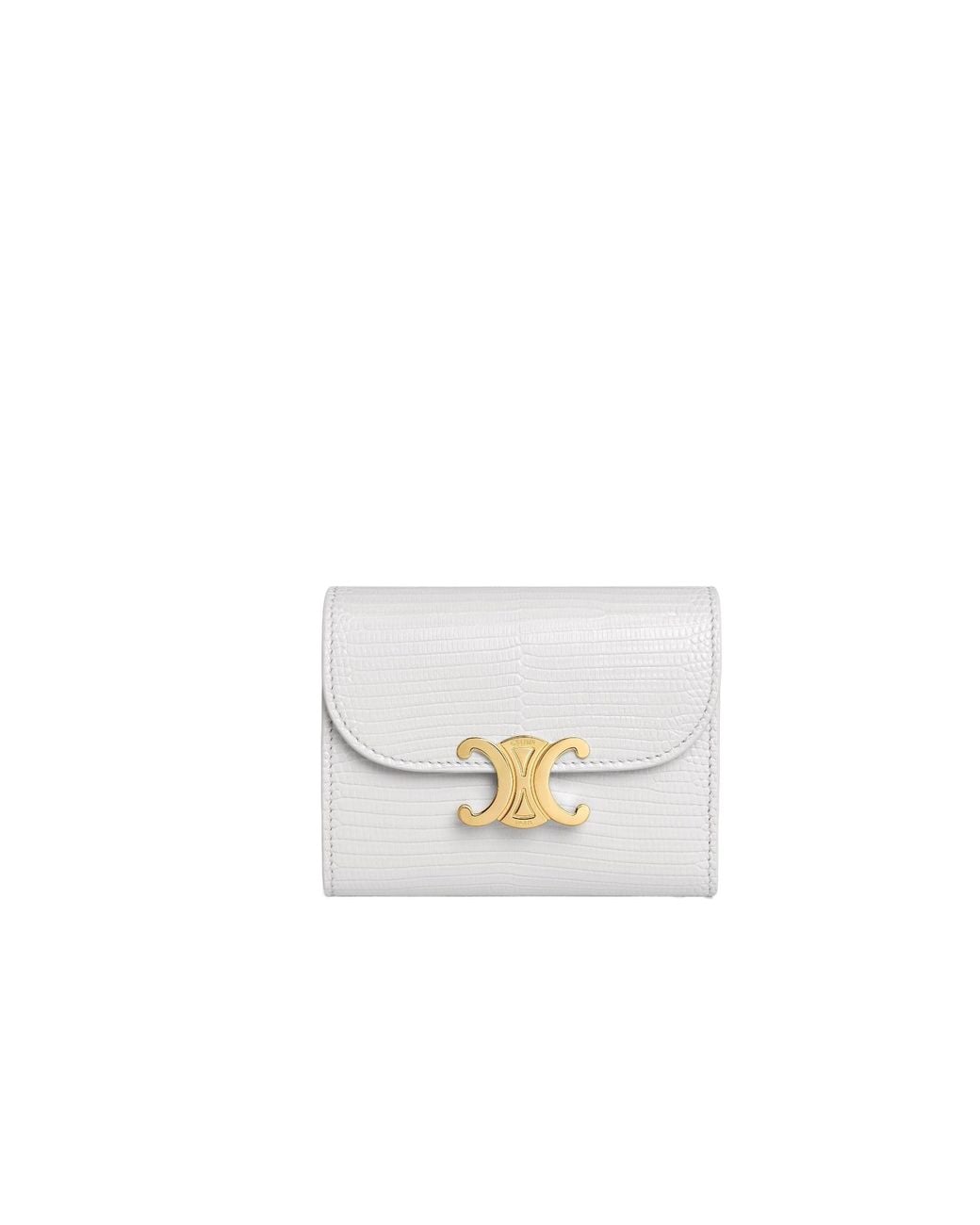 Céline White Small Flap Wallet Triomphe