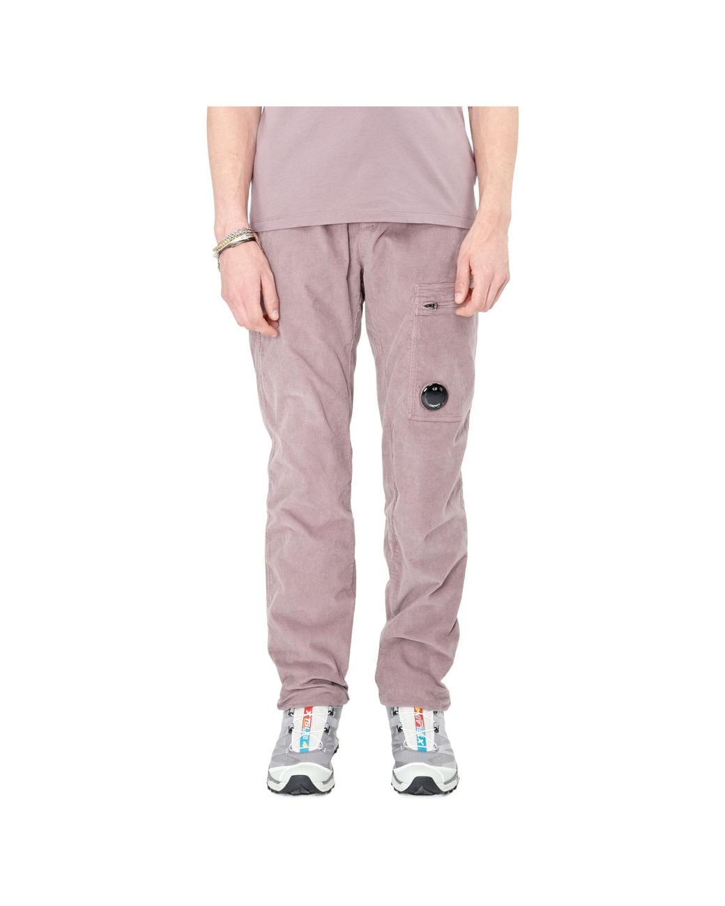 C P Company Pink Straight Leg Corduroy Cargo Pants for men