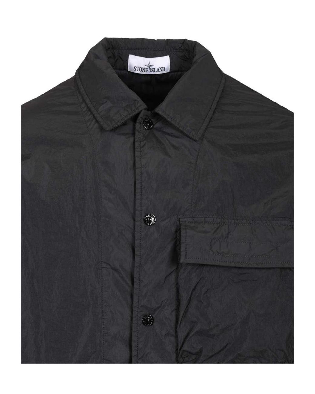 Stone Island Black Pocket Detail Buttoned Shirt for men