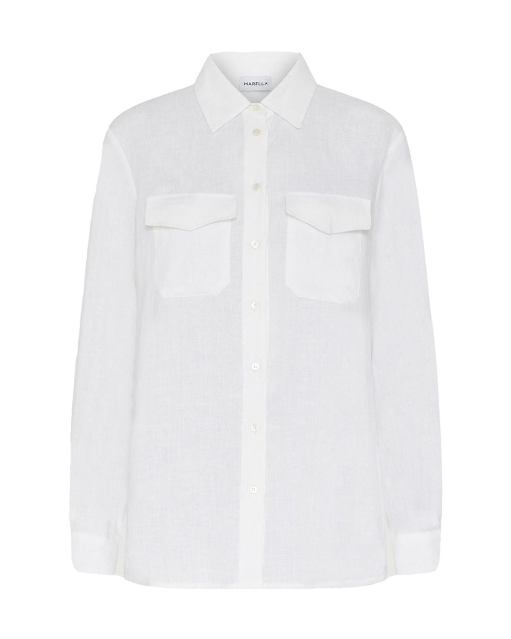 Marella White Long-Sleeve Button-Up Shirt