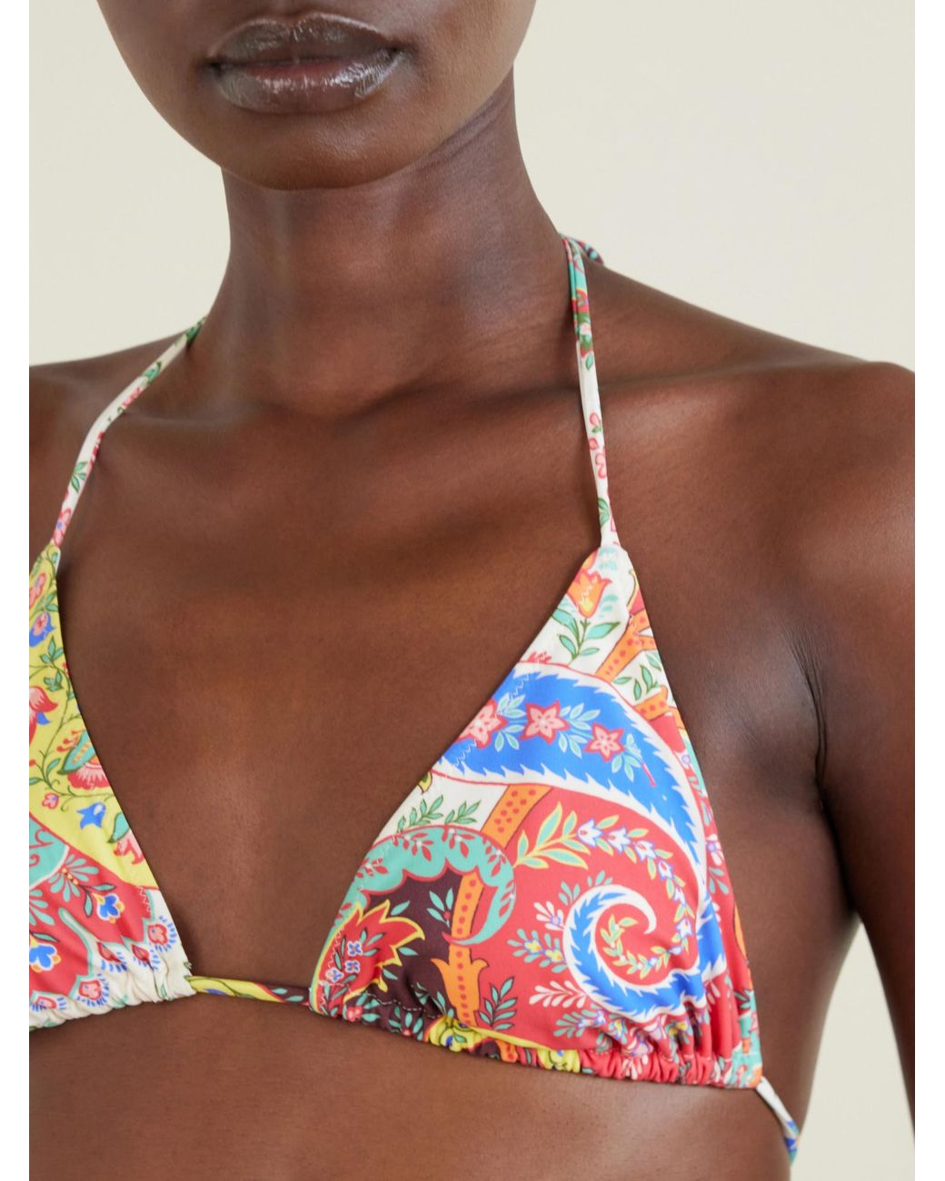 Etro White Fine Strap Printed Swimsuit