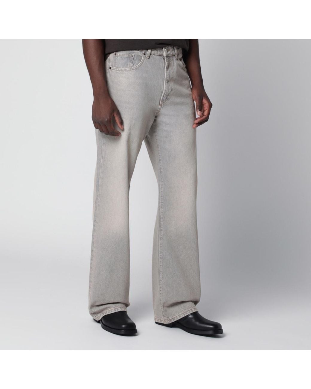 Jeanerica Black Vega Logo-Patch Straight-Leg Jeans for men