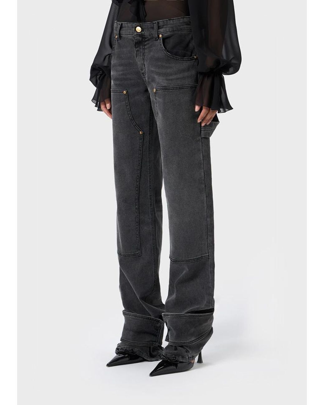 Blumarine Black Boyfit Cargo Jeans