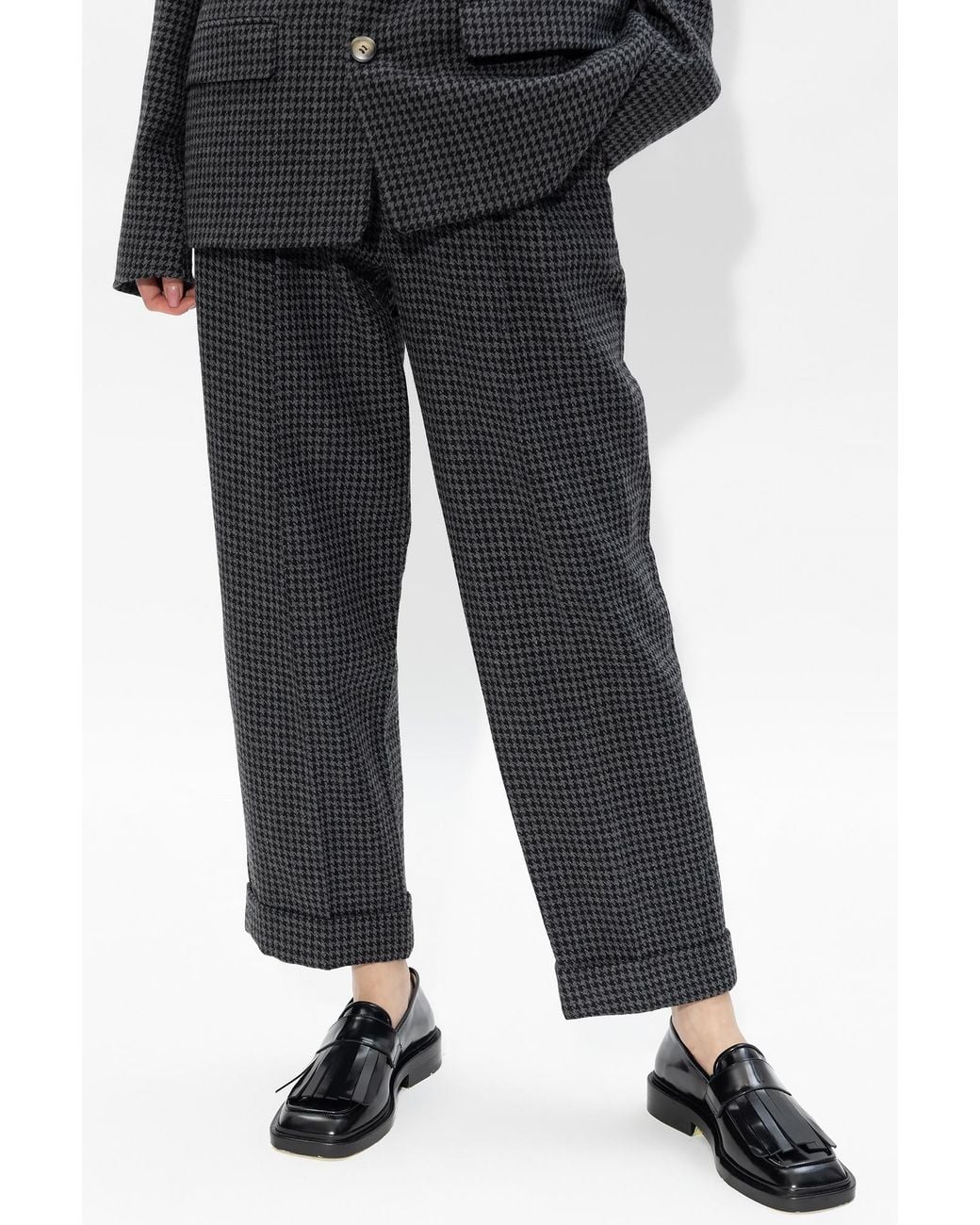 Nanushka Black Biba Checked Trousers