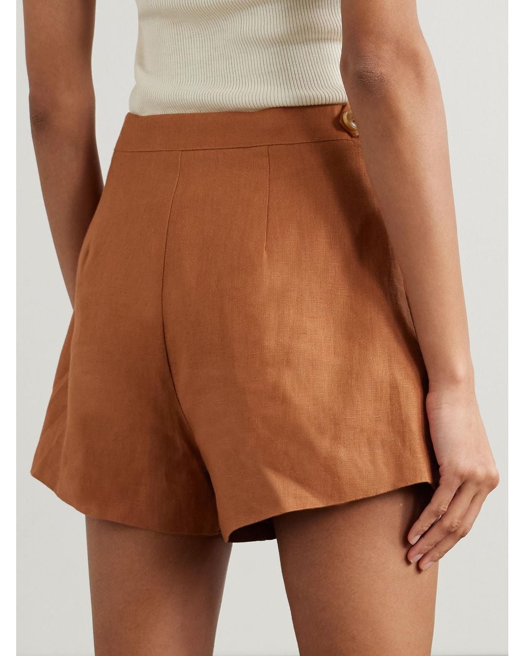 Posse Brown High-Waisted Linen Shorts