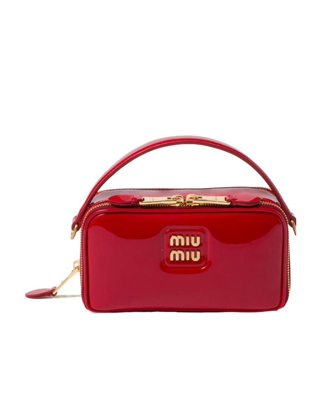 Miu Miu Leather And Patent Leather Shoulder Bag in Red | Lyst
