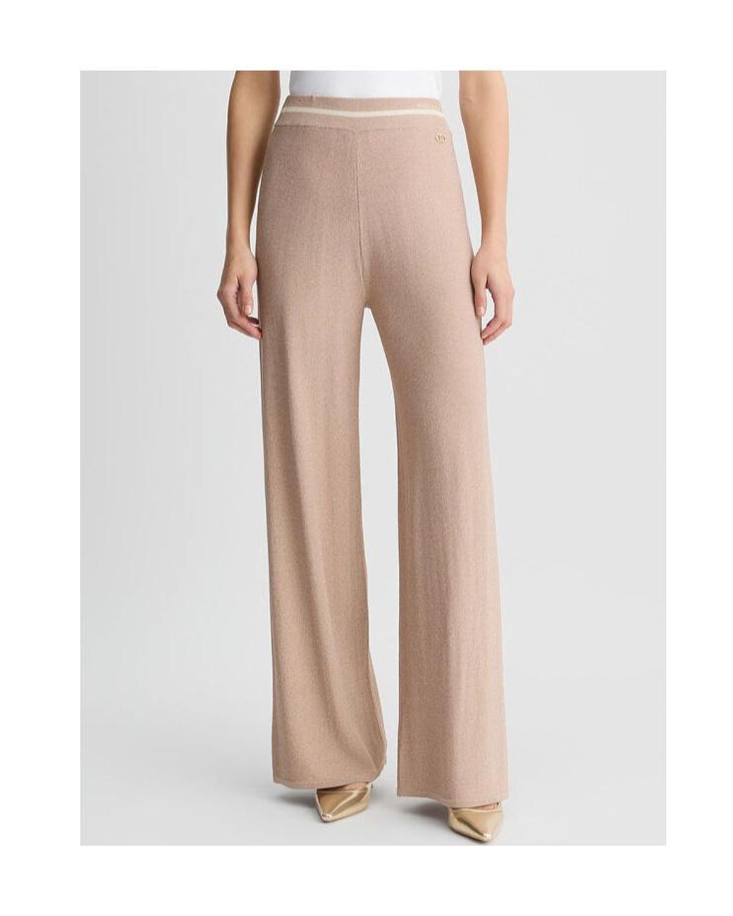 Liu Jo Natural Lurex-Embellished Trousers