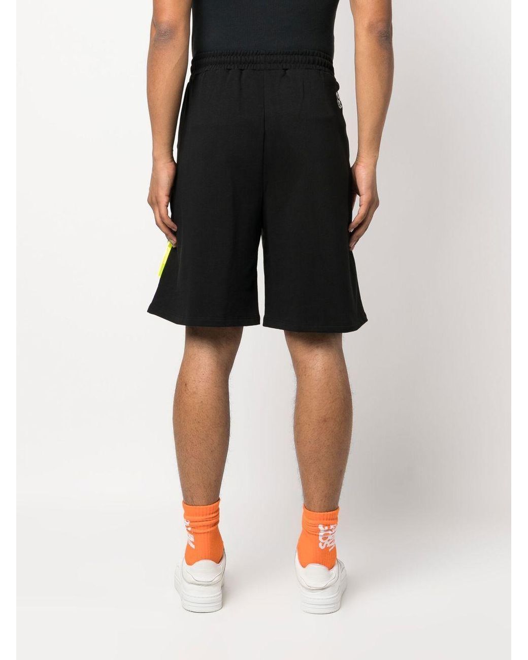 Barrow Black Logo Printed Straight Hem Shorts for men