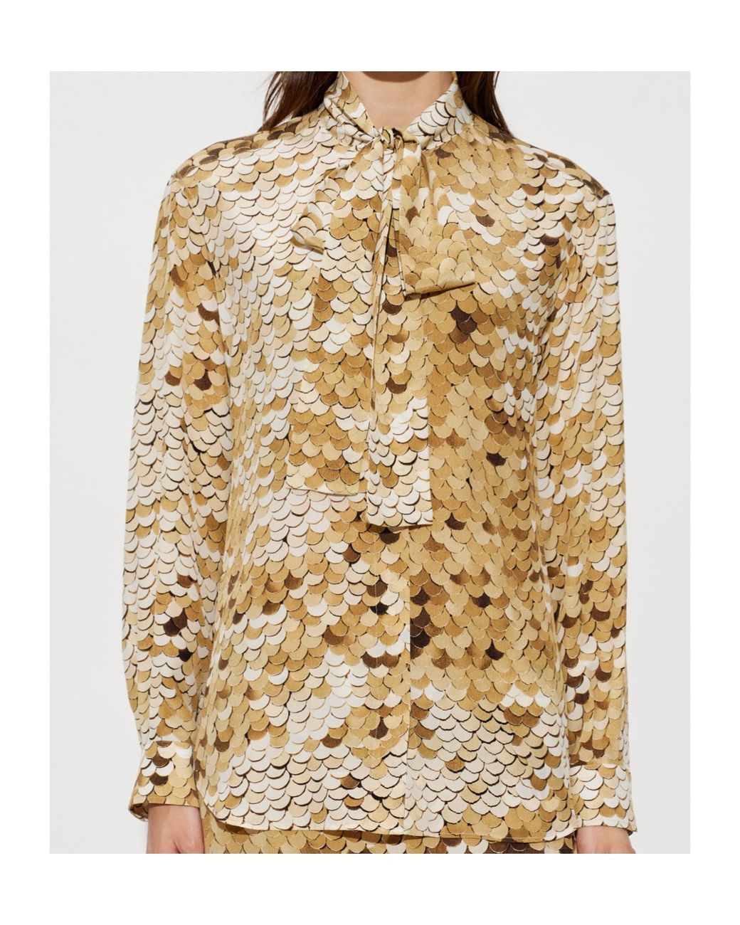 Moschino Multicolor Scaled Print Tie-Neck Top