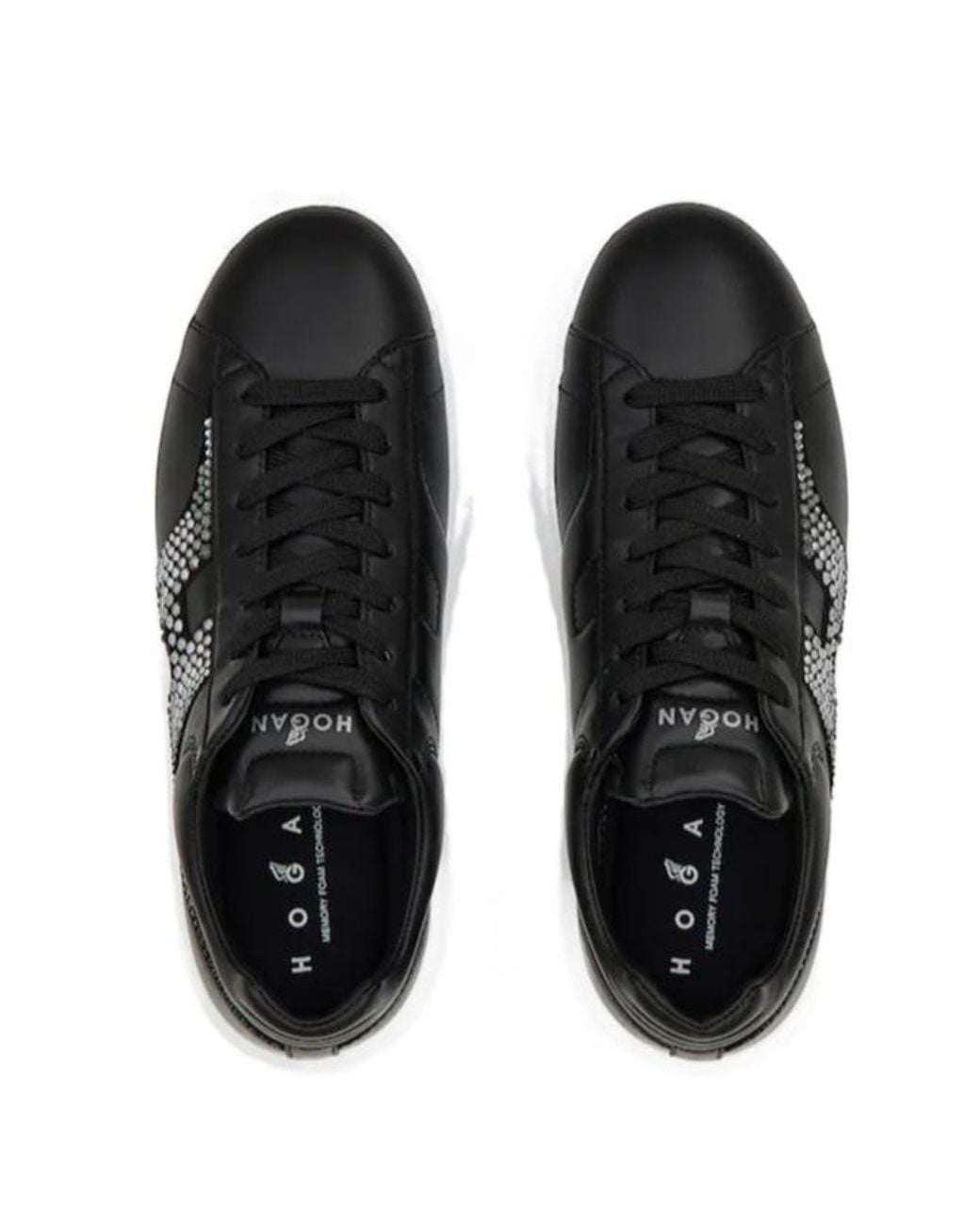 Hogan Black H-Stripes Embellished Lace-Up Sneakers