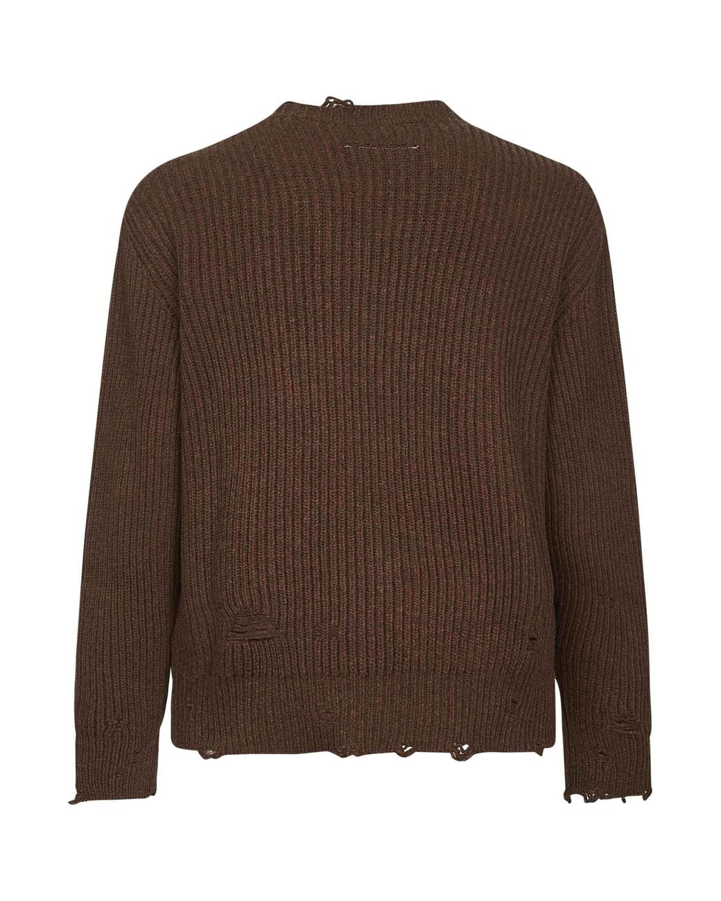 MM6 by Maison Margiela Brown Distressed Jumper