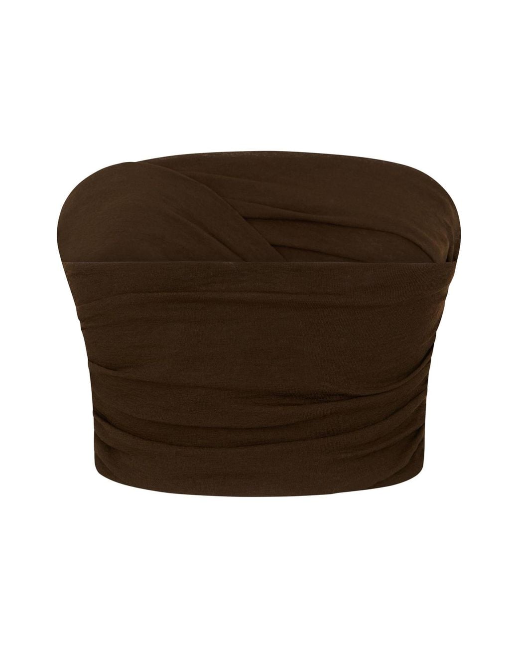 Ganni Brown Pleated Cropped Top