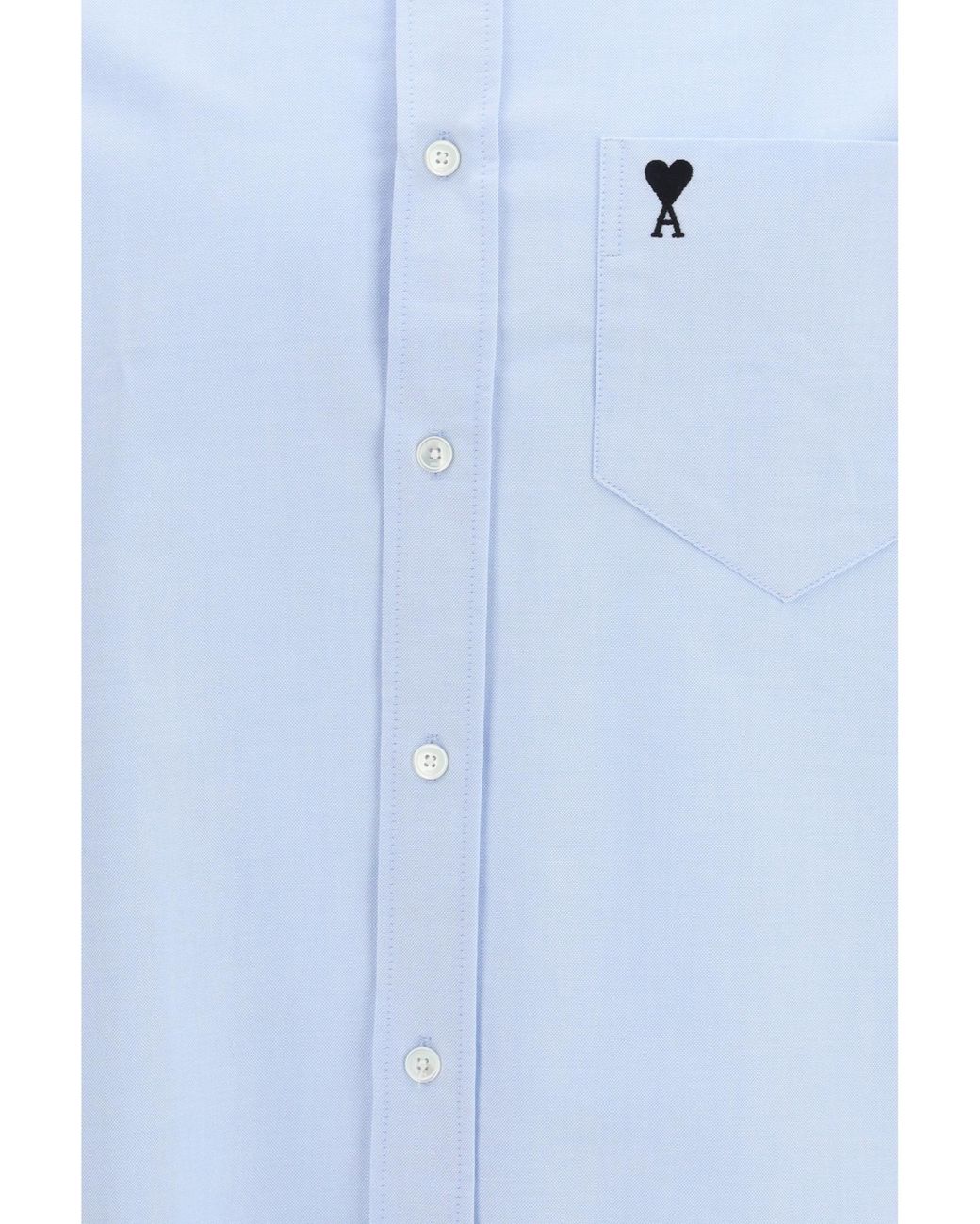AMI Blue Ami Logo Embroidered Long-Sleeve Shirt for men