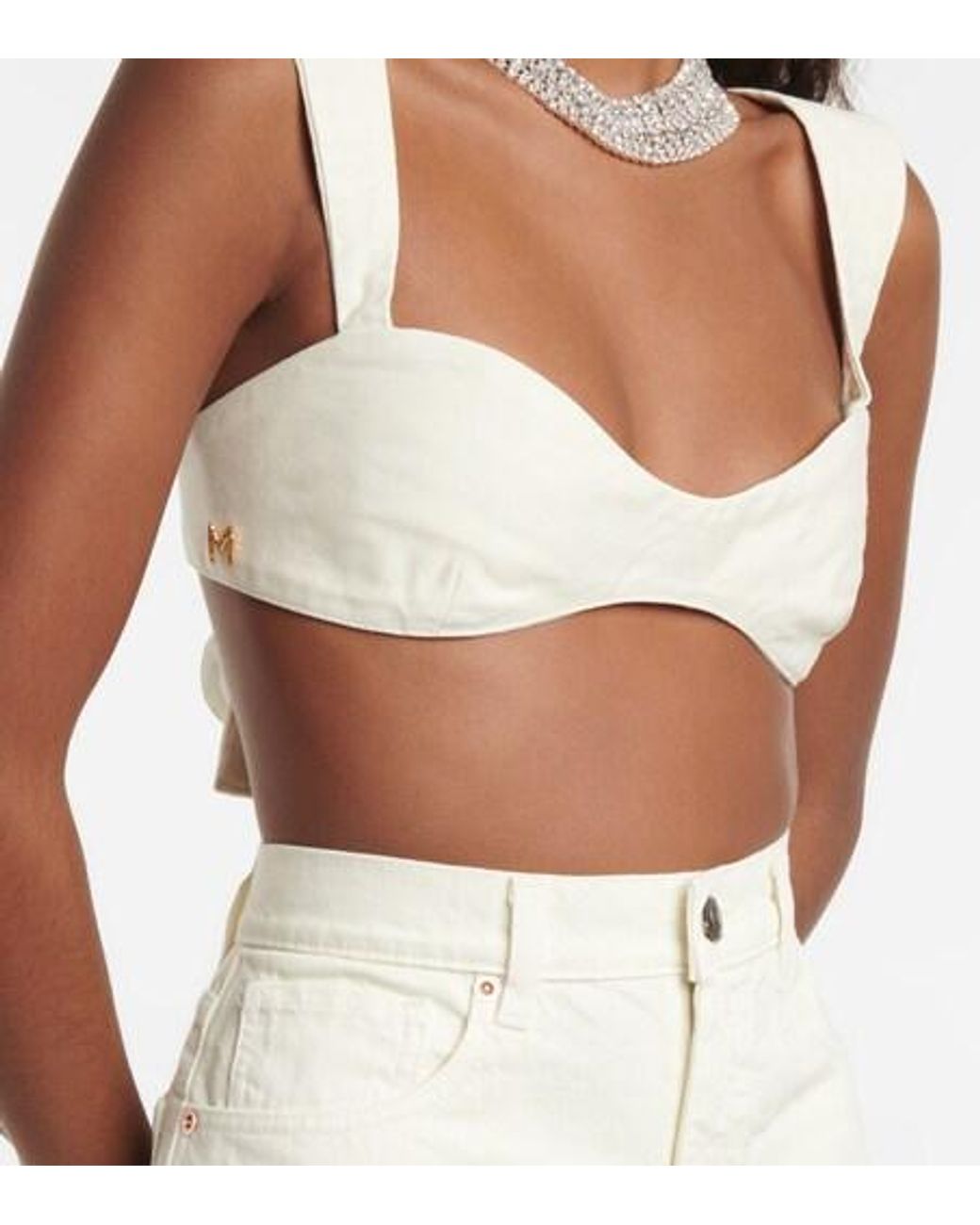 Magda Butrym White Denim Bralette