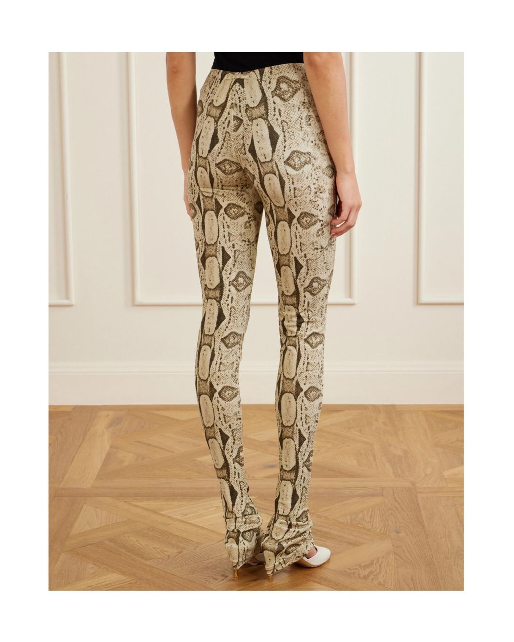 Gucci Metallic Snake-Print Casual Trousers