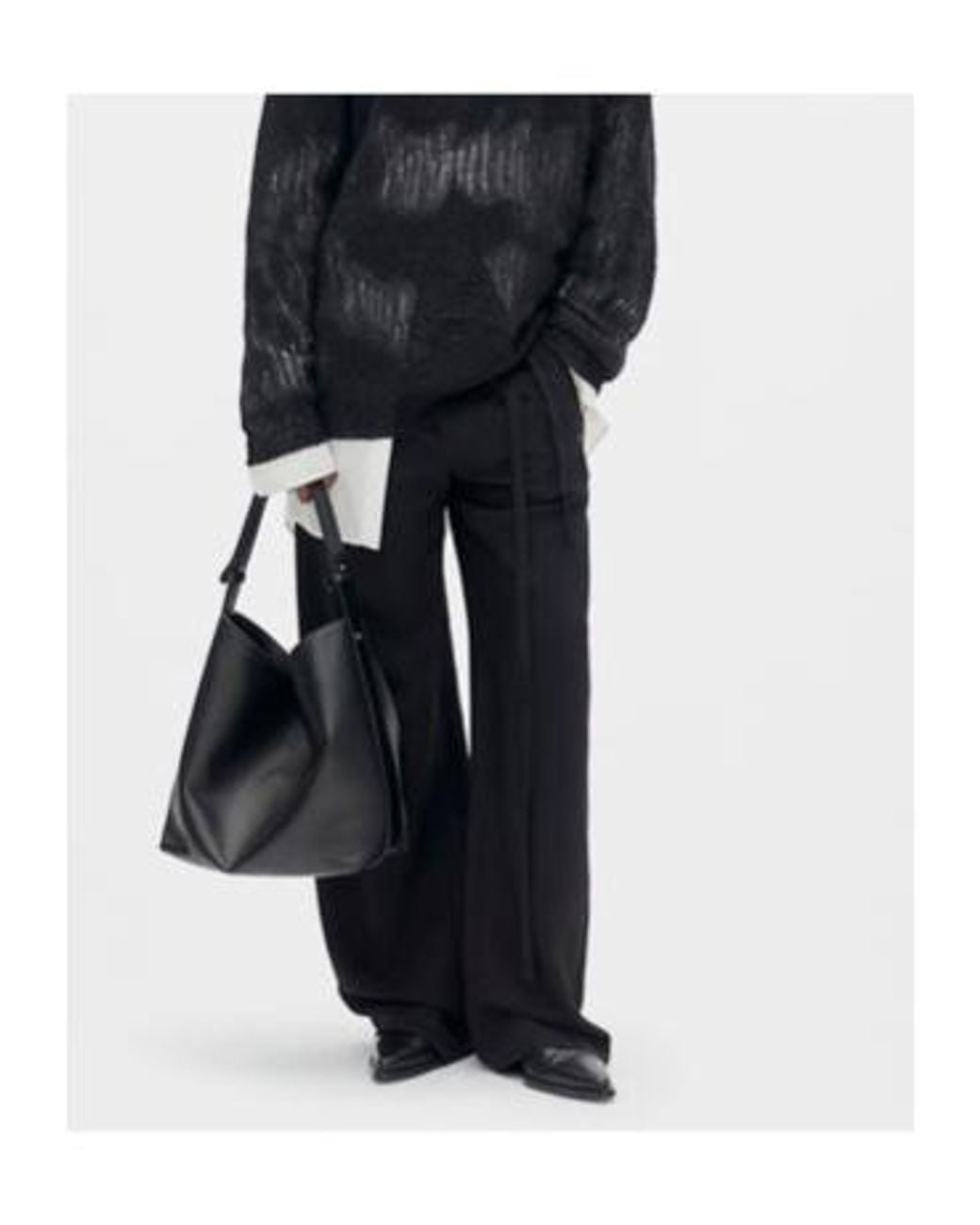 Ann Demeulemeester Black Drawstring Wide-Leg Pants