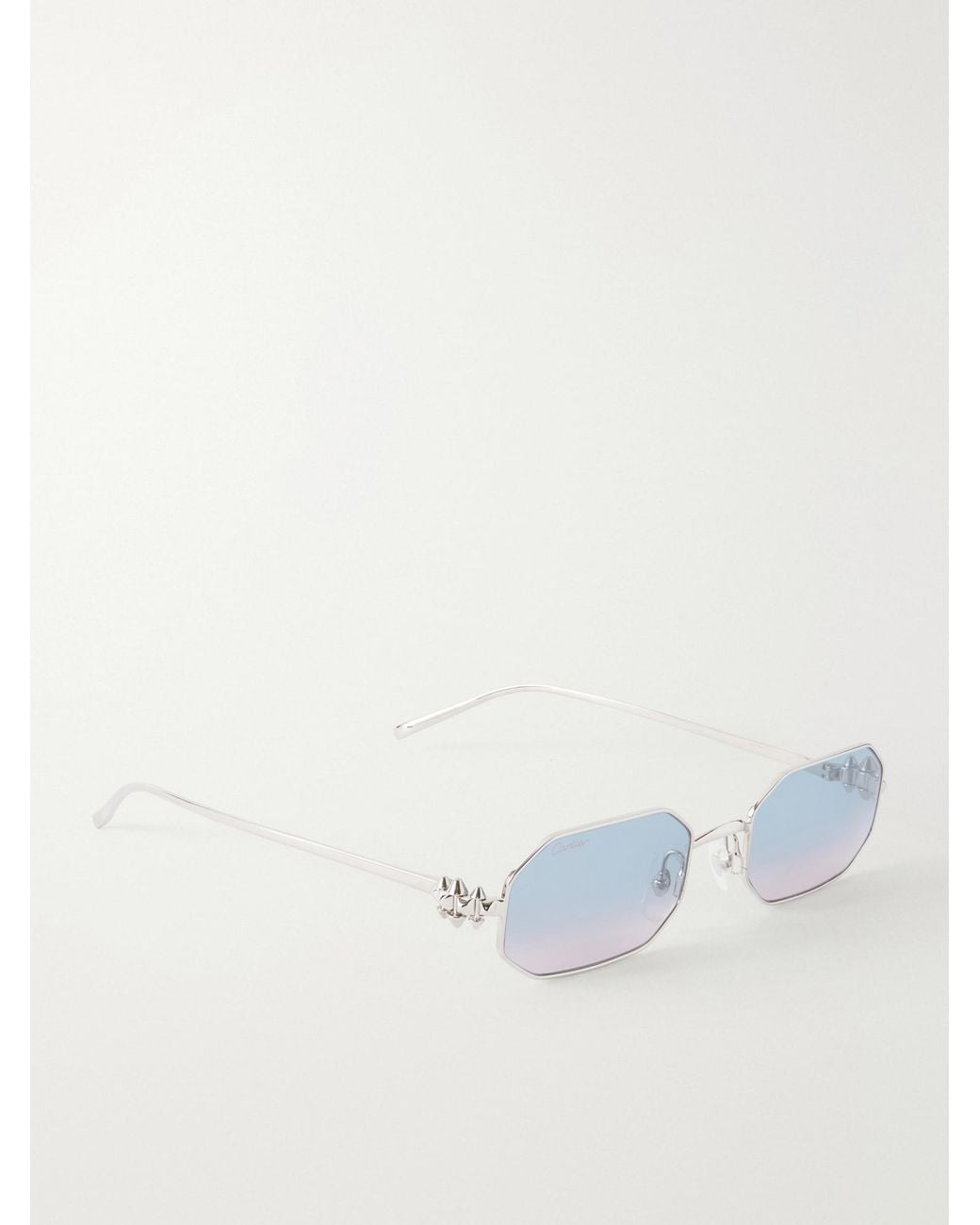 Cartier White Geometric Frame Sunglasses