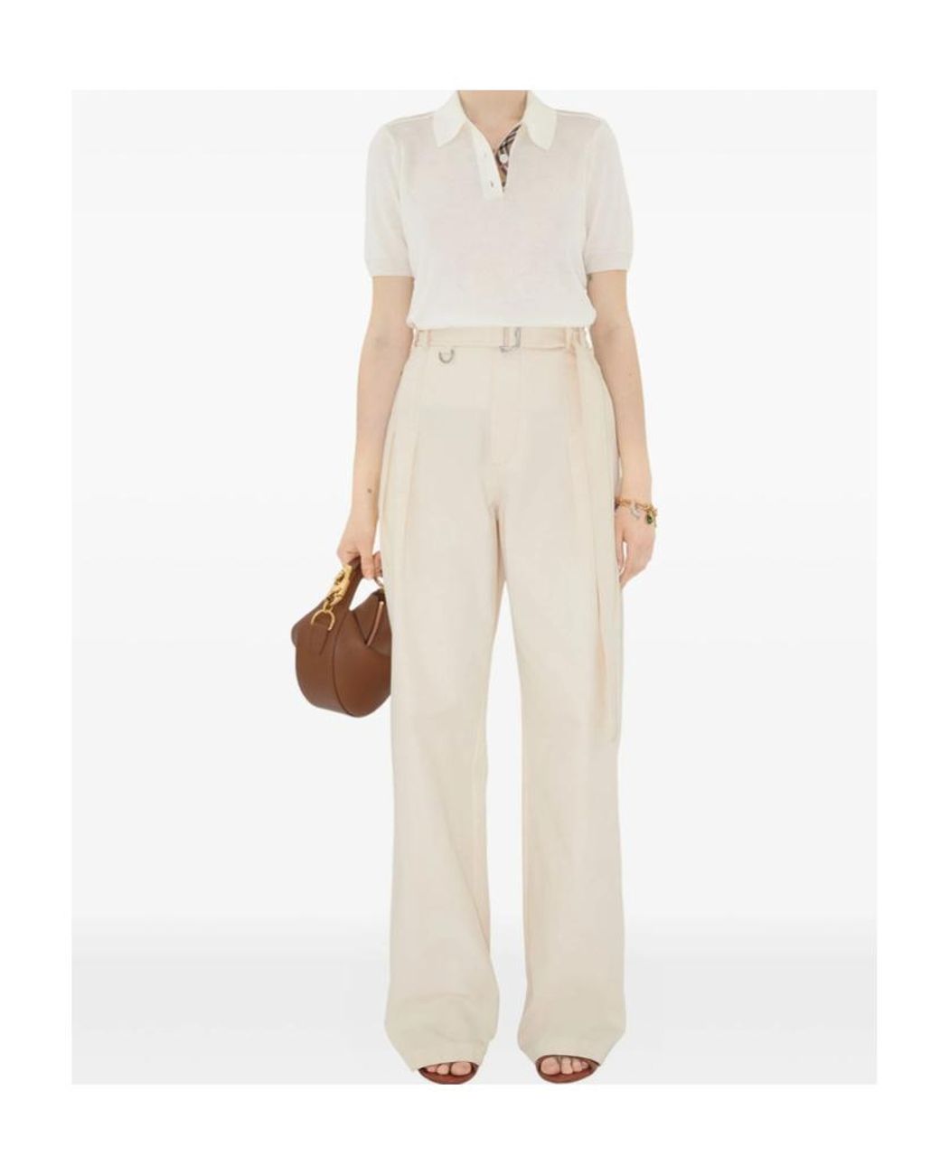 Burberry White Collared Short-Sleeve Knit Shirt