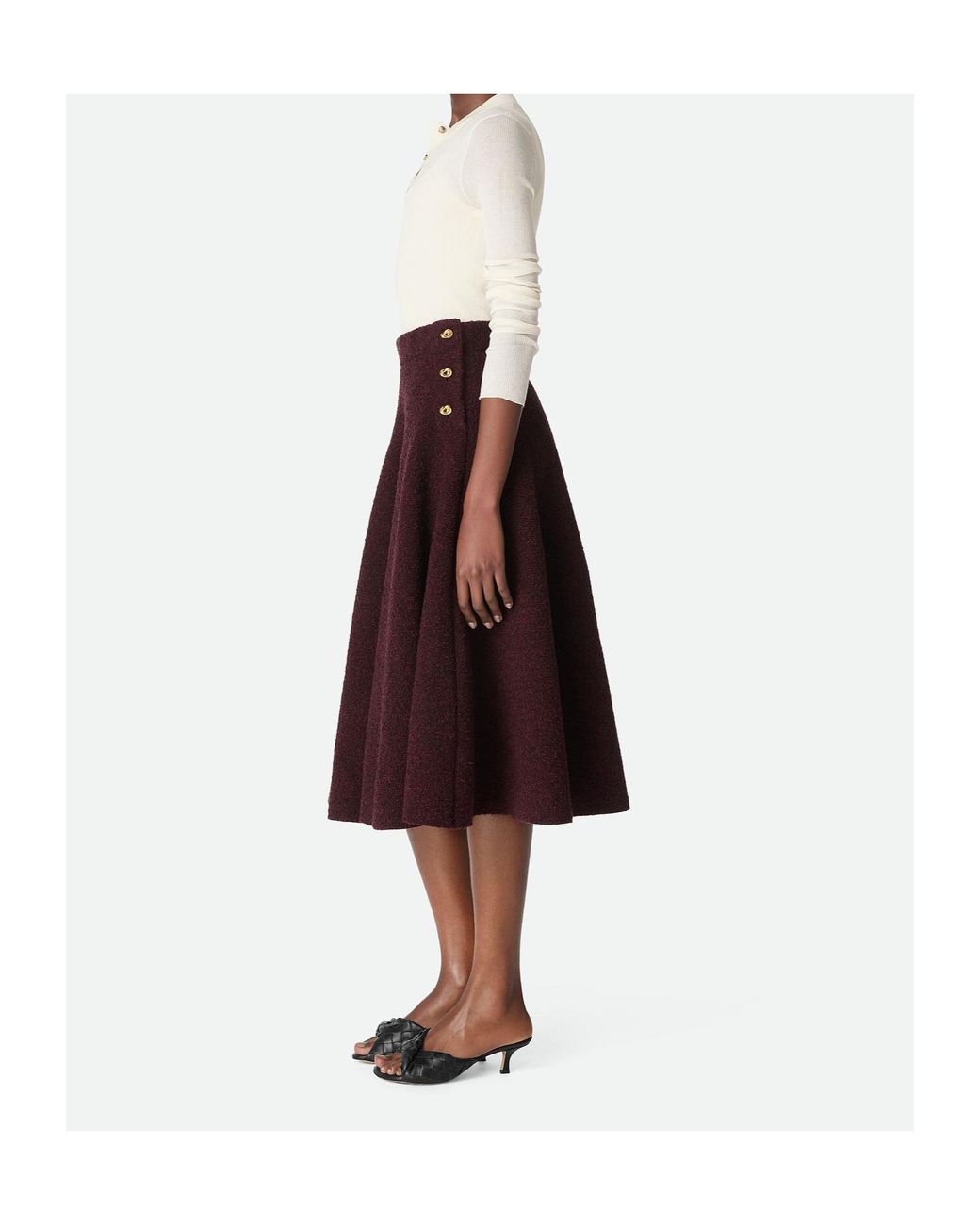 Bottega Veneta Red Wool Bouclé Skirt