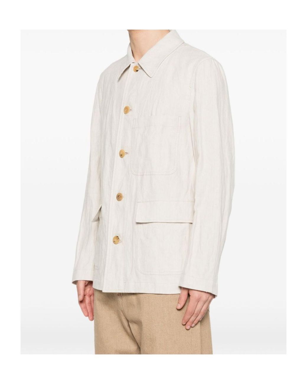 Dries Van Noten White Long-Sleeved Casual Jacket for men
